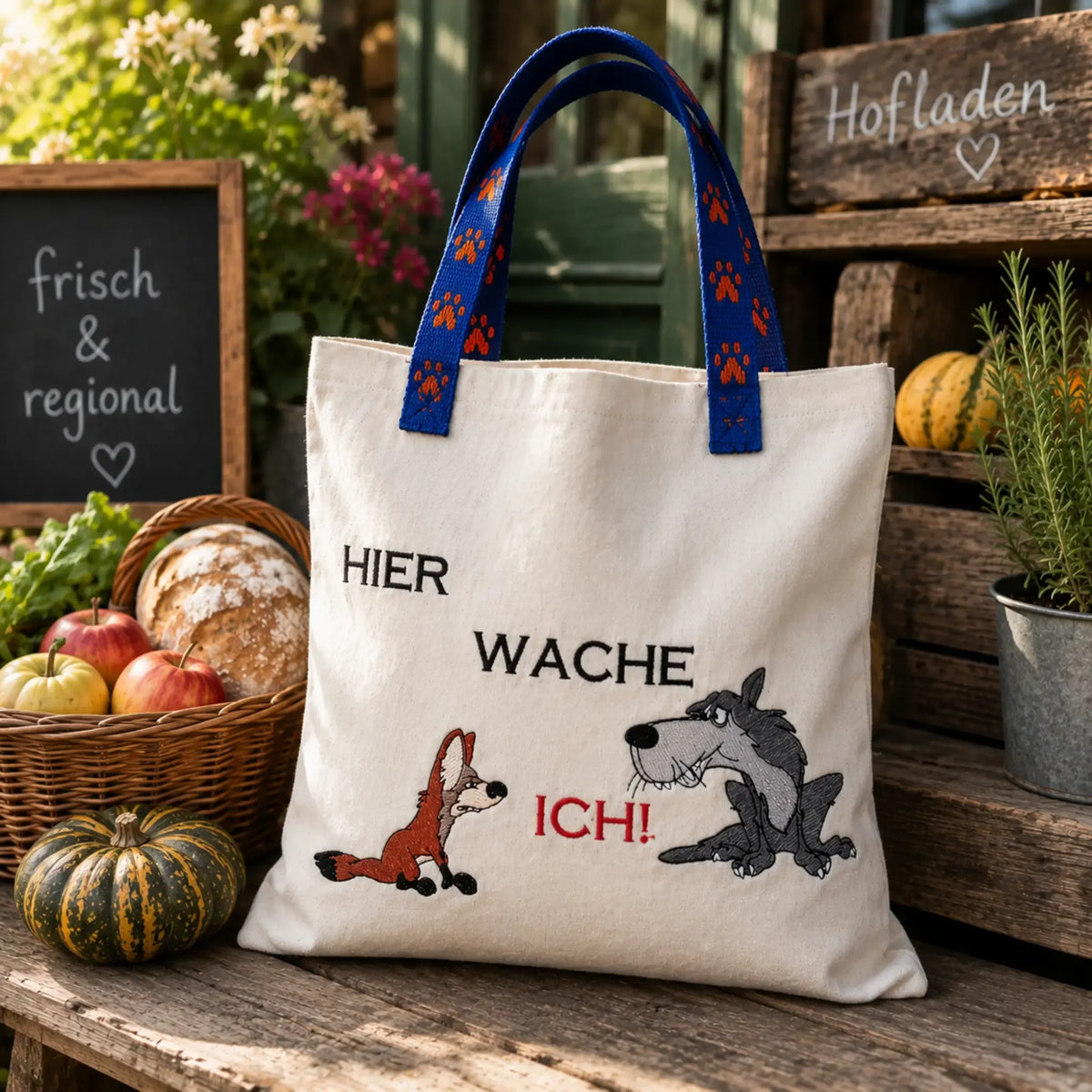 ITH Stickdatei Wolf und Coyote mit Sprüchen