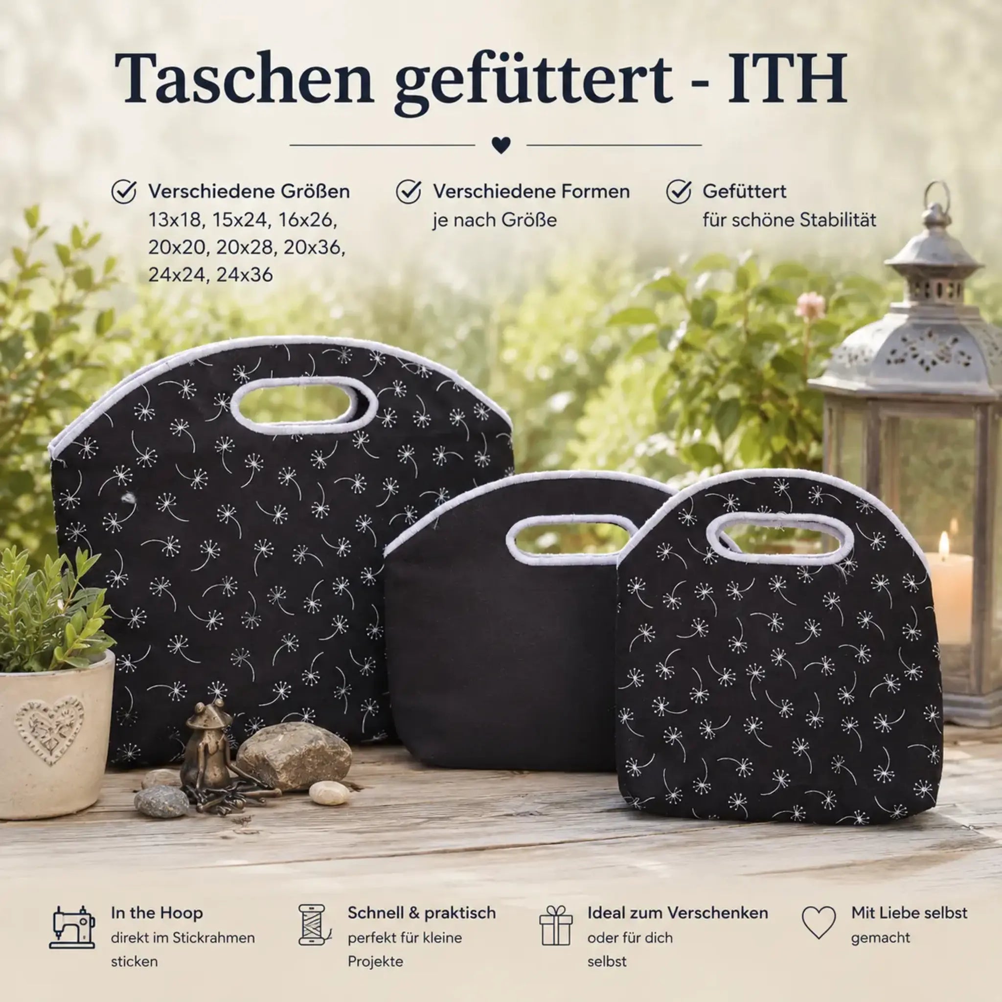 ITH Filztasche Blanko gefüttert – 8 Größen