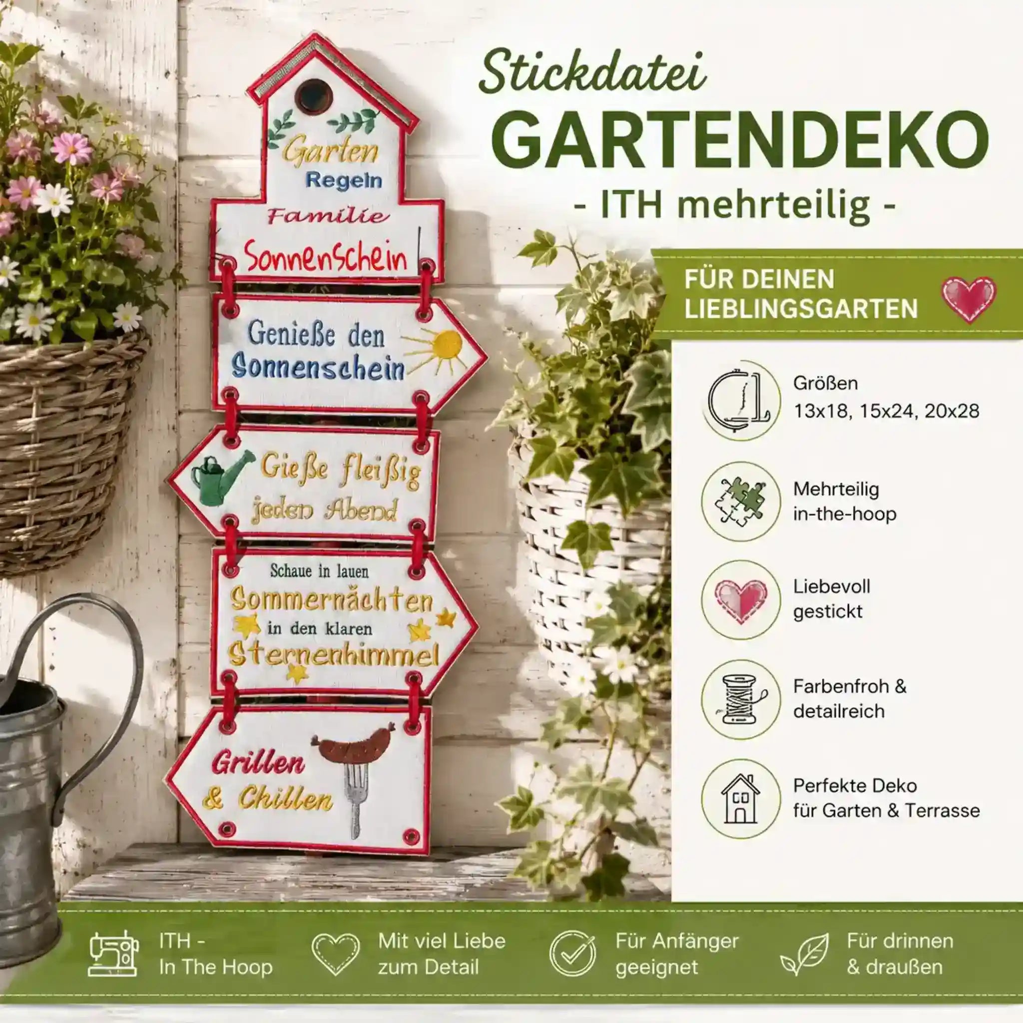 ITH Stickdatei Gartendeko