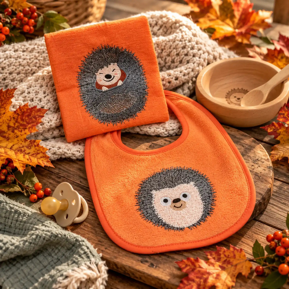 Stickdatei Igel Fredi 3-er Set â Niedliche Herbst-Motive