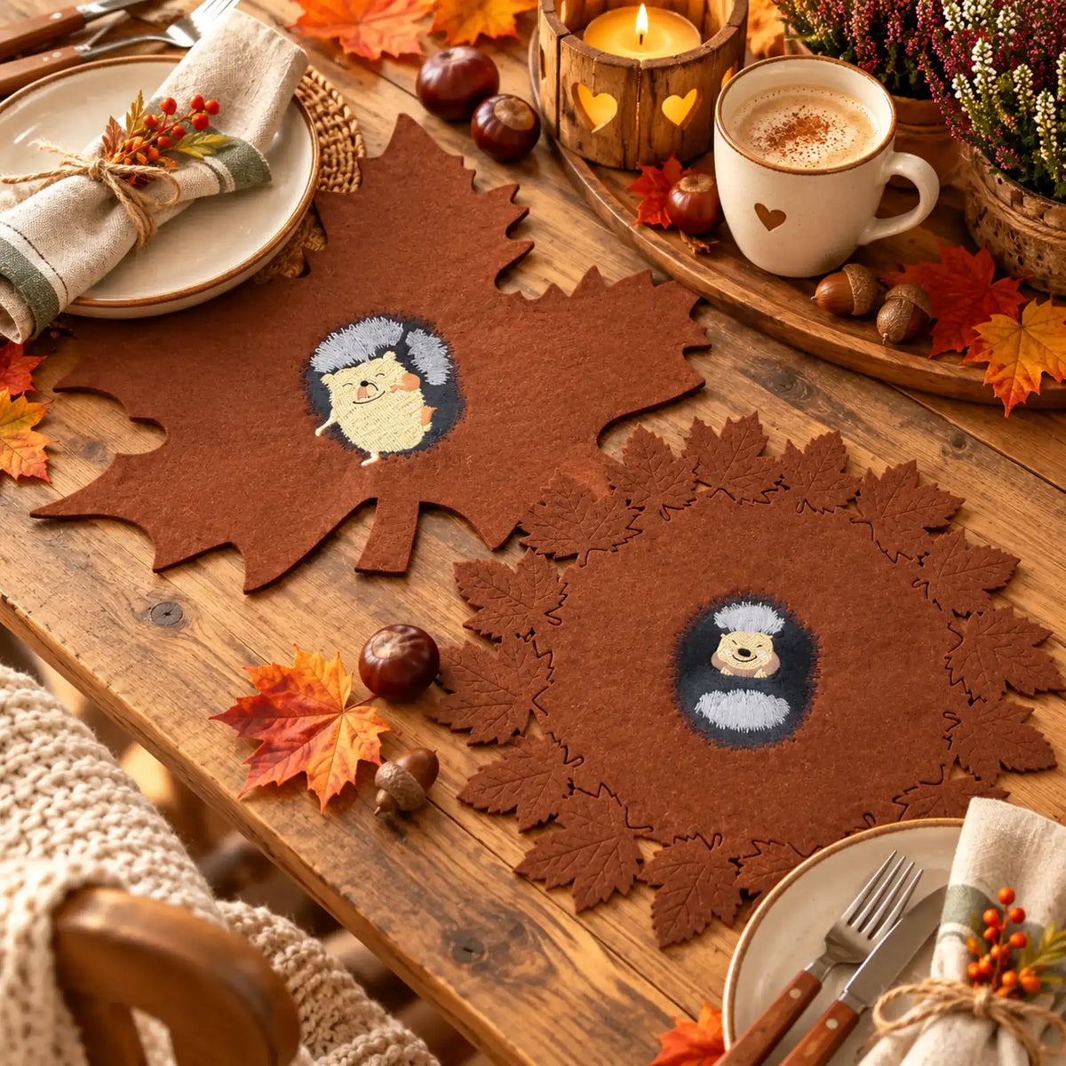 Stickdatei Igel Fredi 3-er Set â Niedliche Herbst-Motive