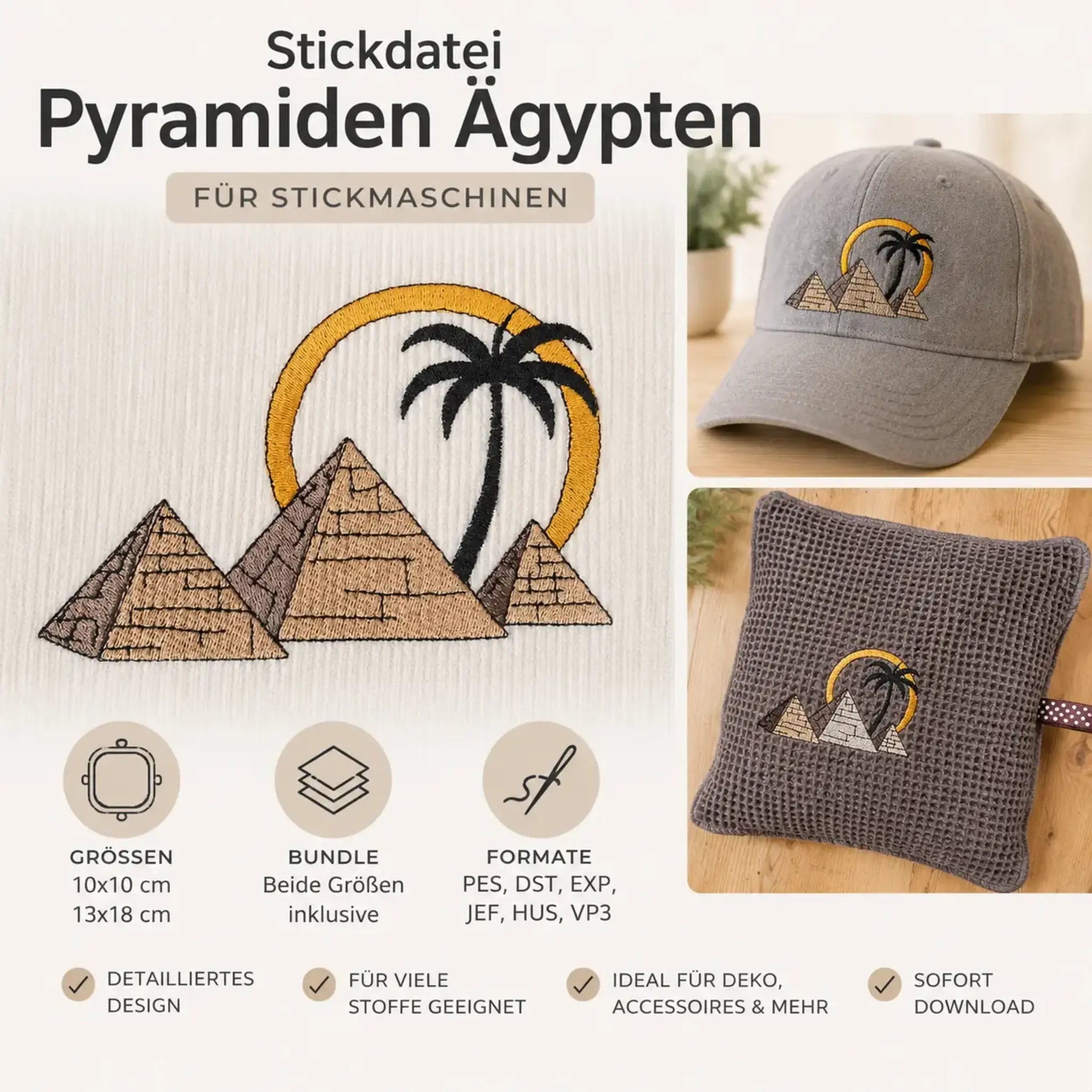 Stickdatei Pyramiden Ägypten – Silhouette Design