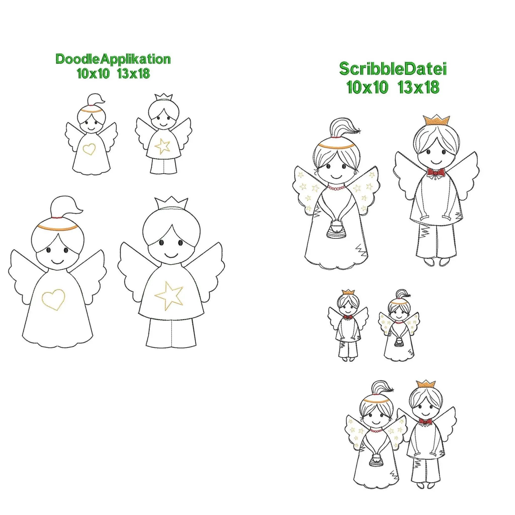 Engel Stickdatei & Applikation - Schutzengel für Kinder 10x10 13x18