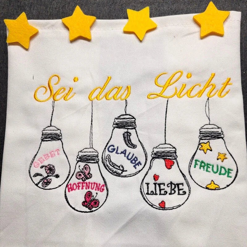 Stickdatei Glühbirnen Be the Light