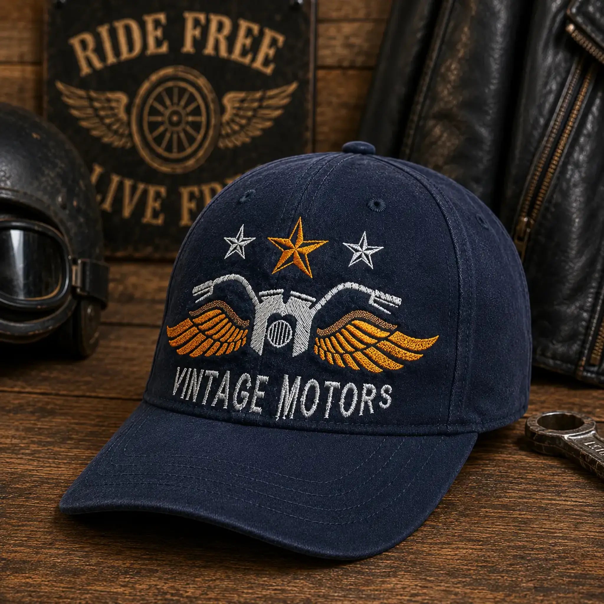 Stickdatei Biker Vintage 🏍️ – Vollstick-Motiv für Freiheitsliebhaber