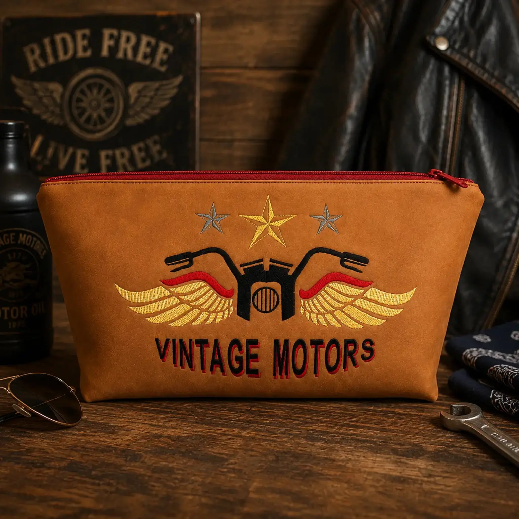 Stickdatei Biker Vintage 🏍️ – Vollstick-Motiv für Freiheitsliebhaber