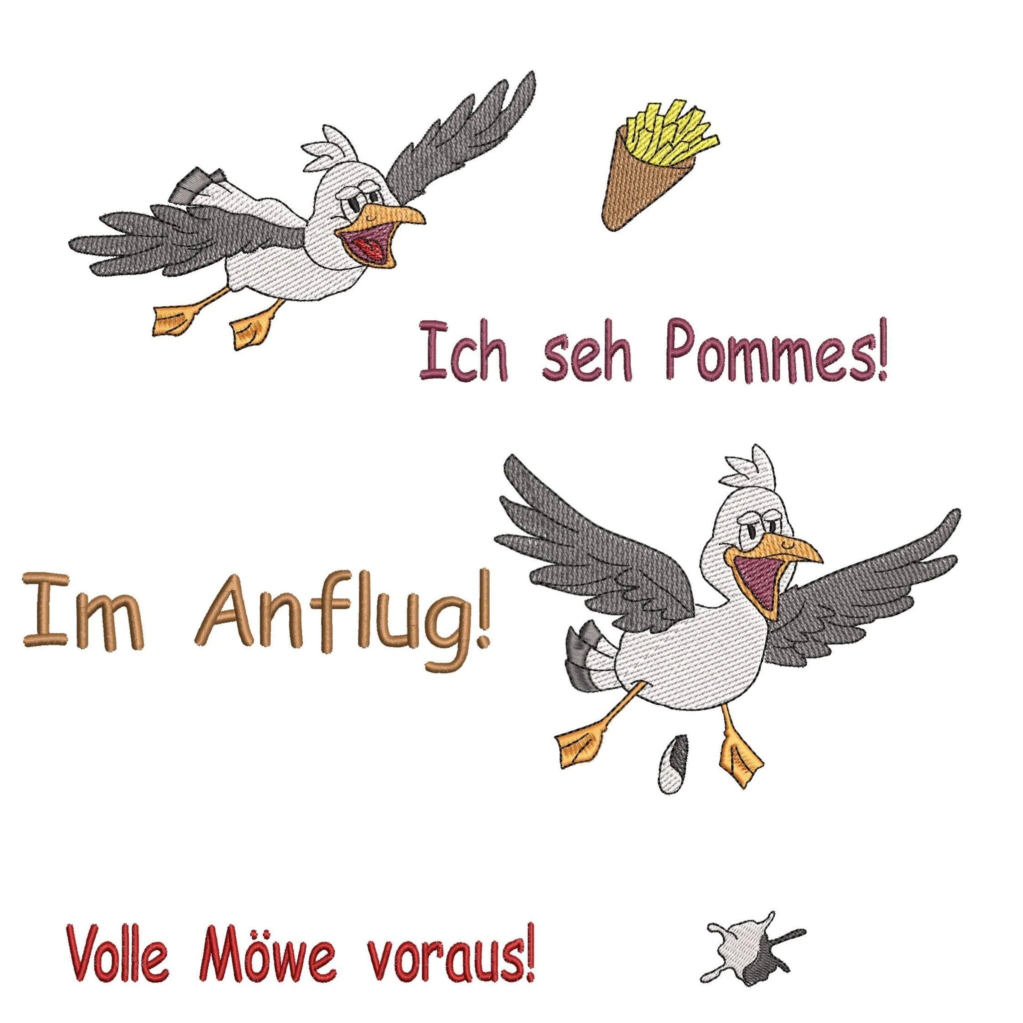 ITH Stickdatei Möwe Carlo im Anflug