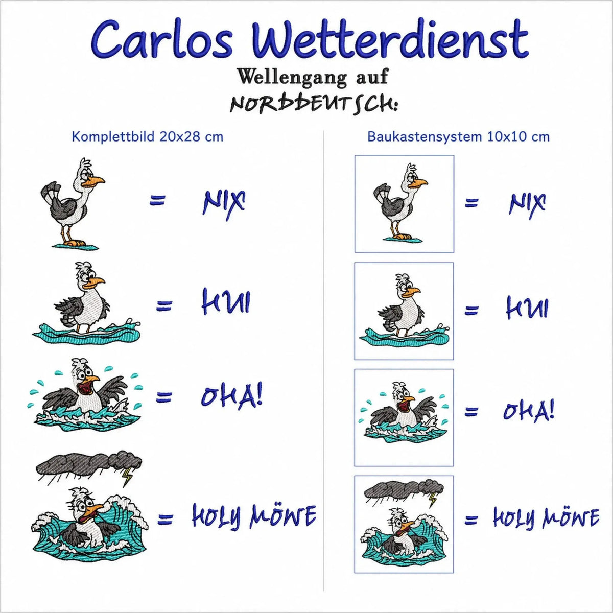 Stickdatei Möwe Carlos Wetterdienst - Wellen 🌊