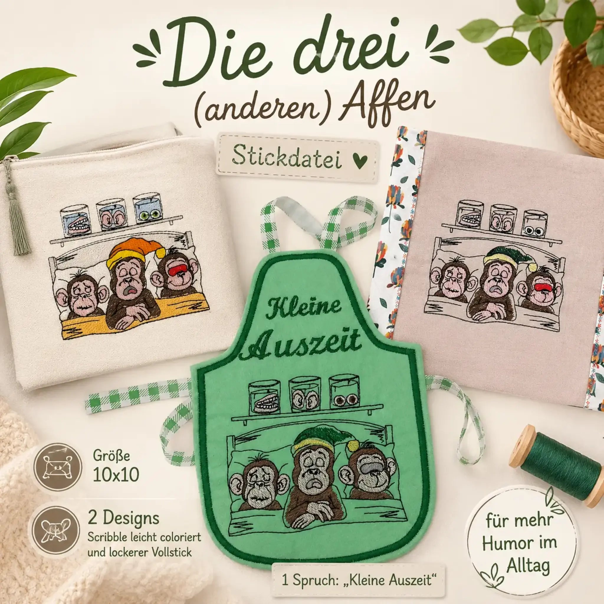 🙈🙉🙊 Stickdatei Die drei (anderen) Affen