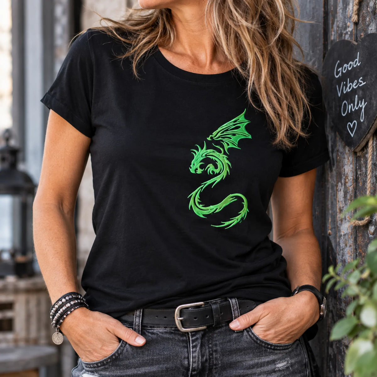 Drachen Stickdatei Sharok Tribal – Fantasy-Motiv für Jeansjacken & Textilien