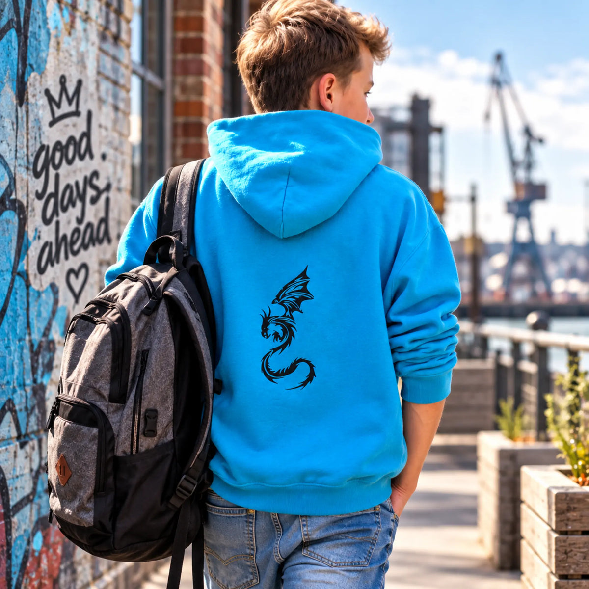 Drachen Stickdatei Sharok Tribal – Fantasy-Motiv für Jeansjacken & Textilien