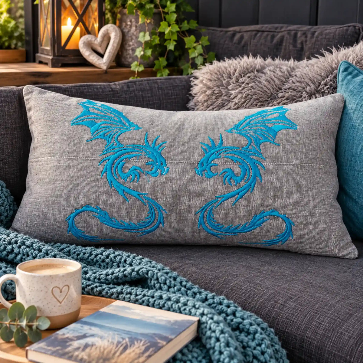 Drachen Stickdatei Sharok Tribal – Fantasy-Motiv für Jeansjacken & Textilien
