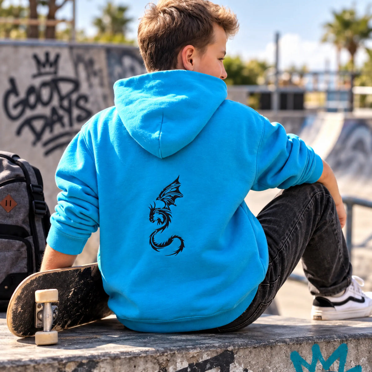 Drachen Stickdatei Sharok Tribal – Fantasy-Motiv für Jeansjacken & Textilien