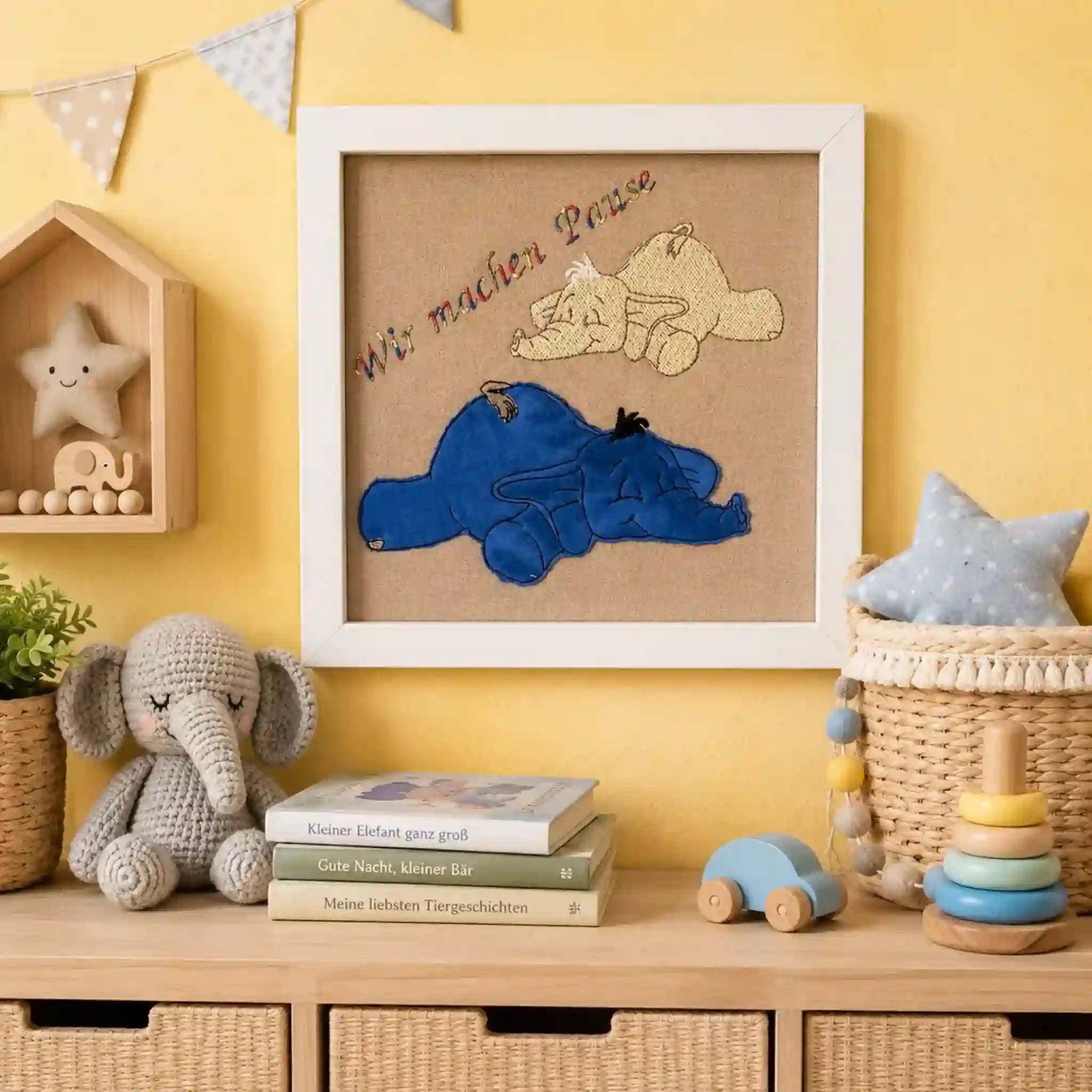Stickdatei Elefant Berti - Vollstick & Doodle-Applikation