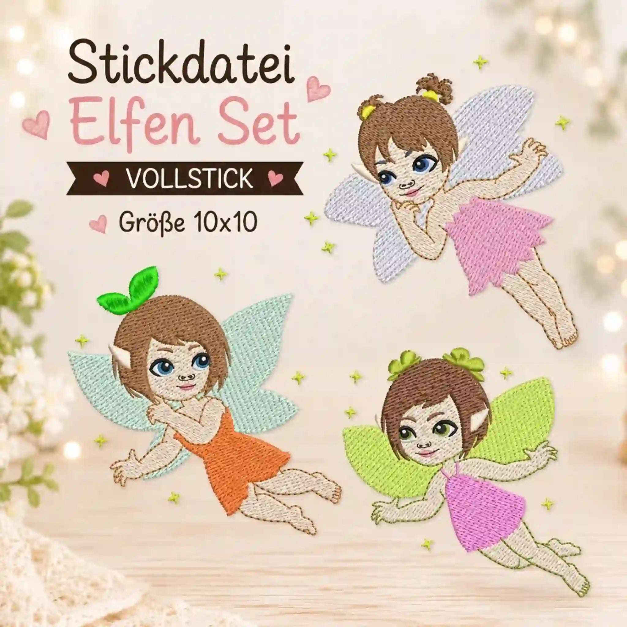Stickdatei Elfen Vollstick Set