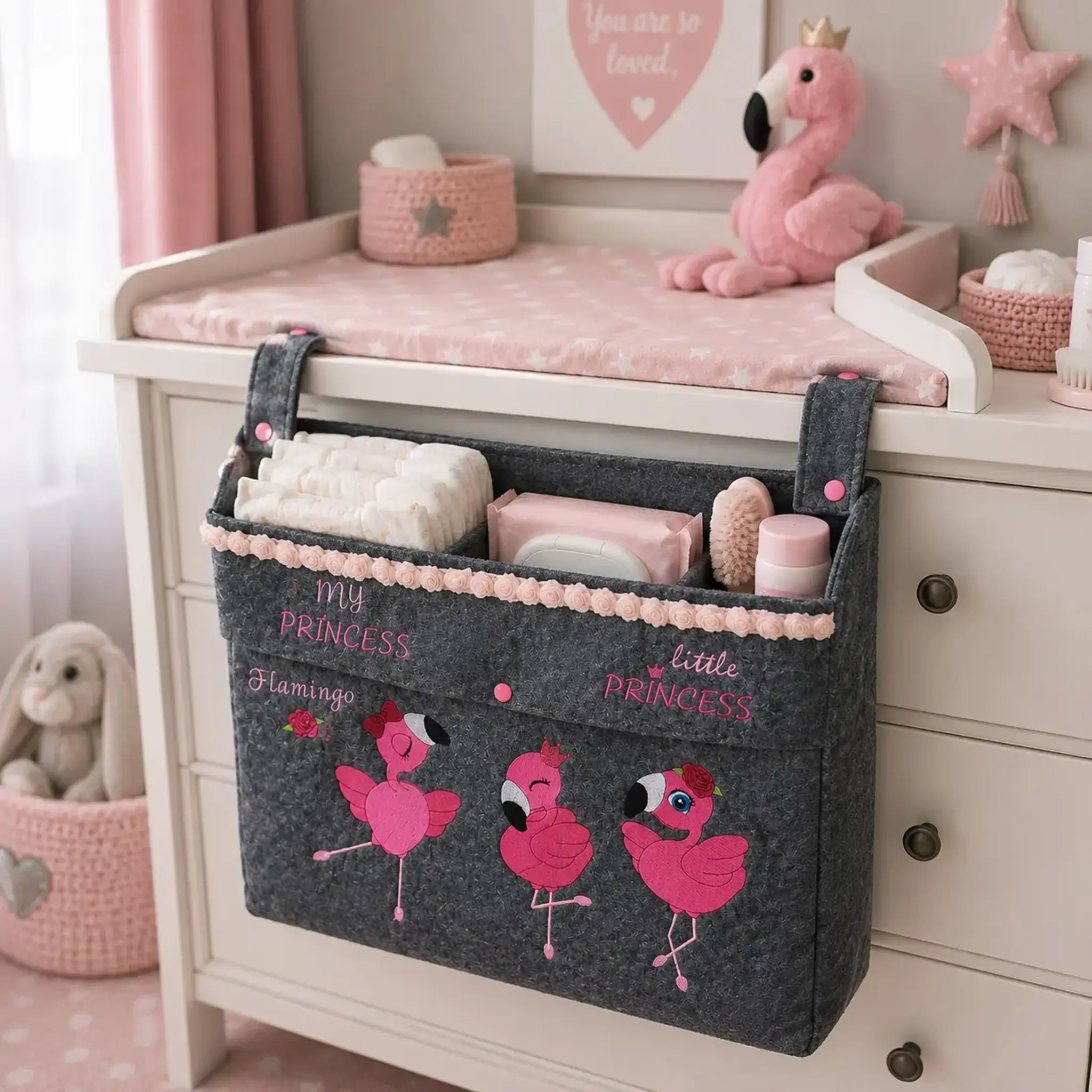 Stickdatei Flamingo-Liebe Vollstick und Doodleapplikation