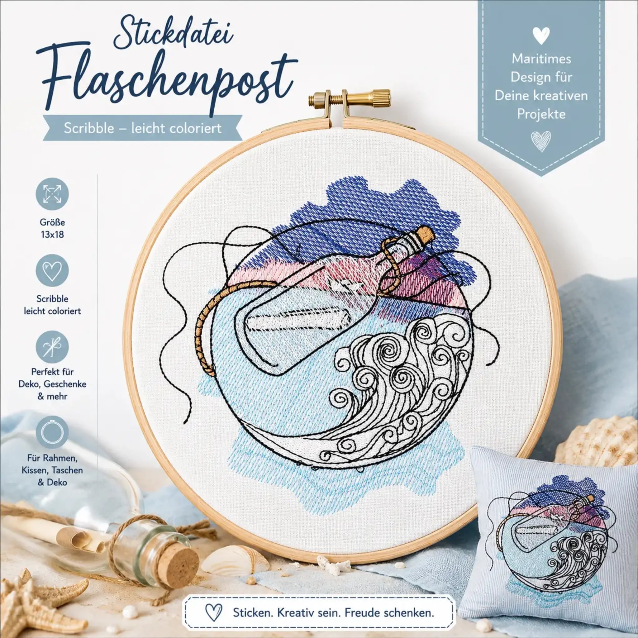 Stickdatei Flaschenpost