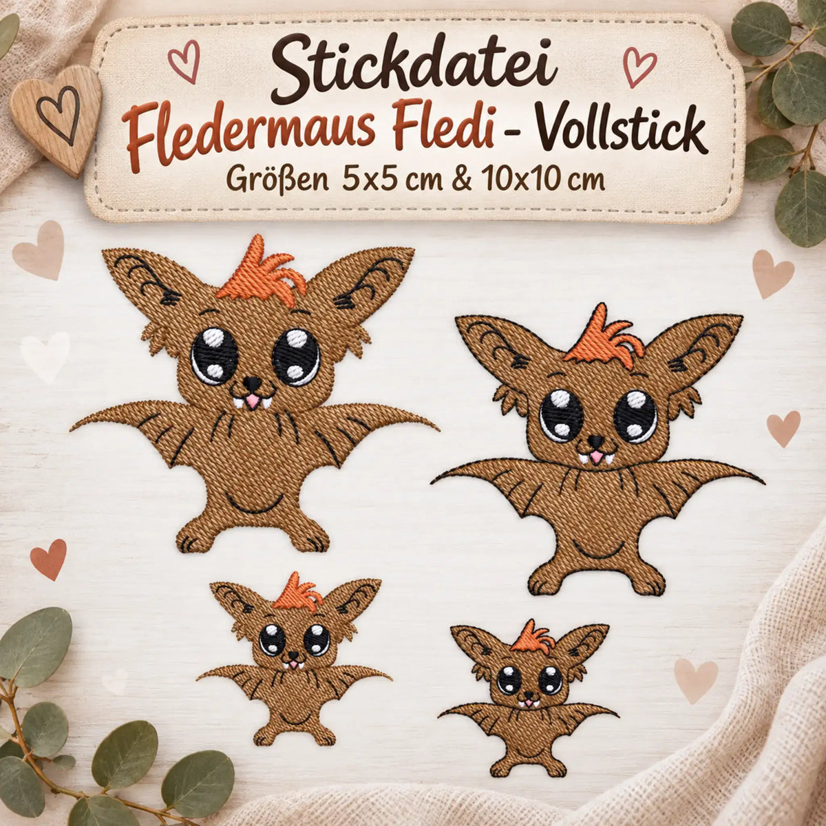 Stickdatei Fledermaus Fledi