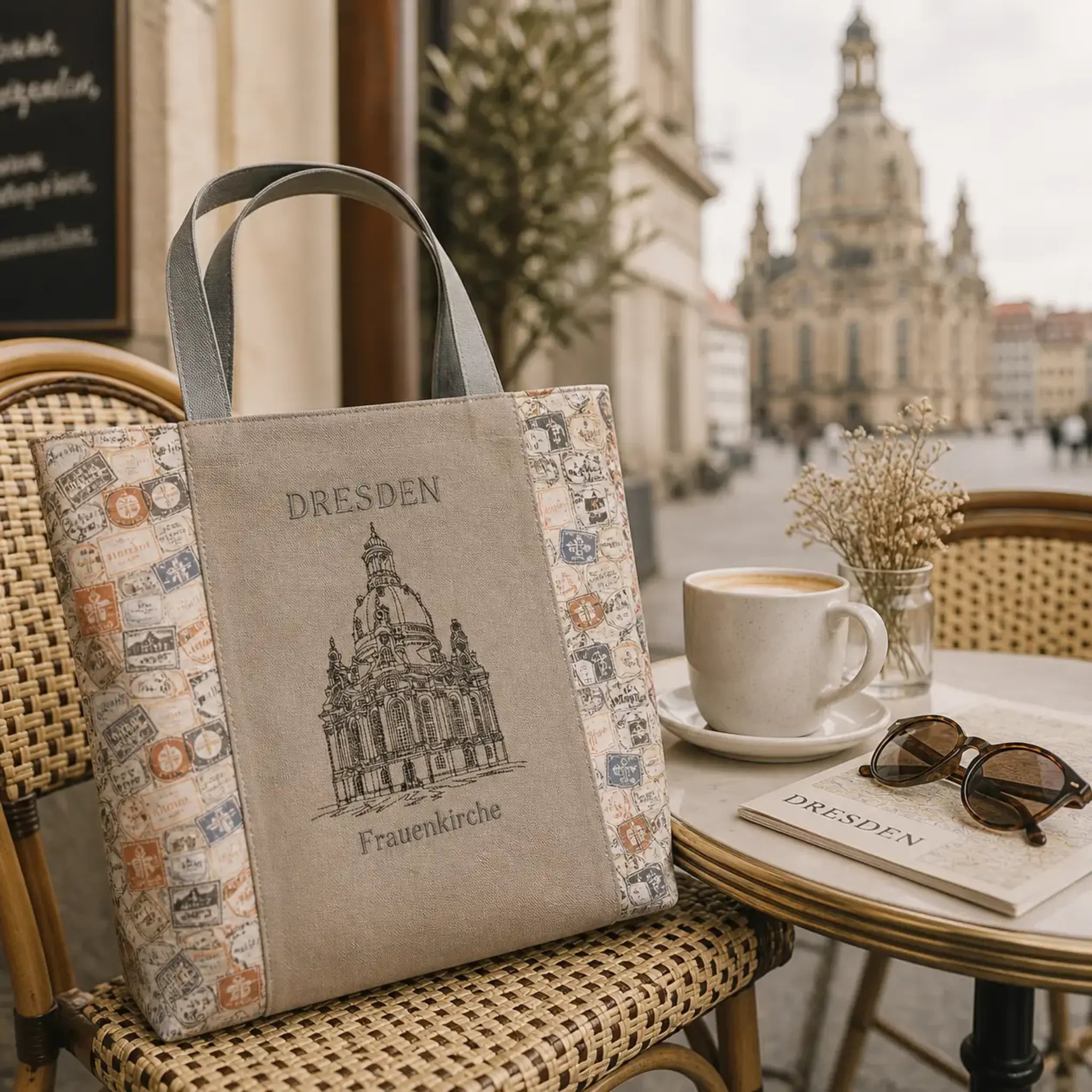 Stickdatei Frauenkirche Dresden 🏛️ – Scribble-Motiv mit Schriftzug