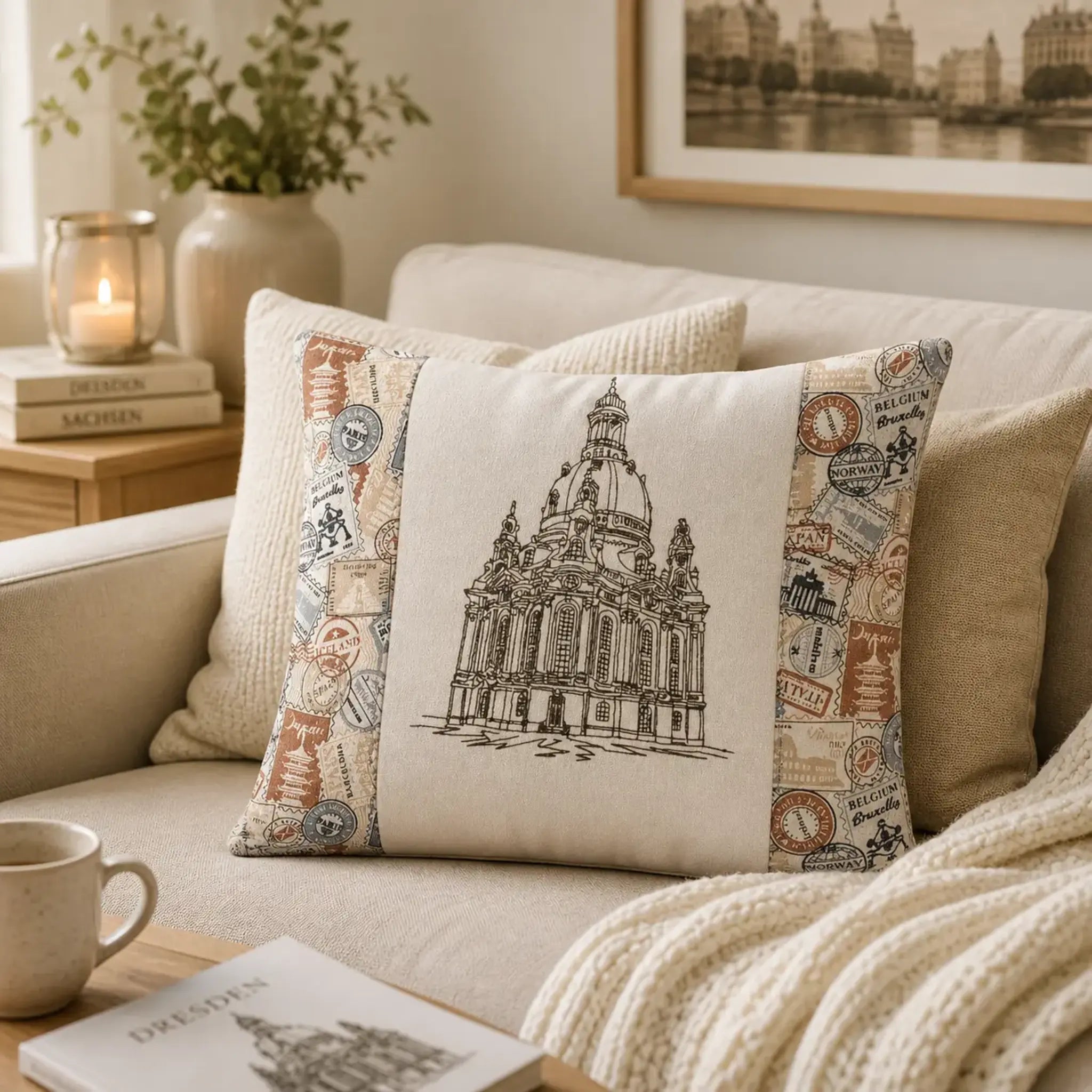 Stickdatei Frauenkirche Dresden 🏛️ – Scribble-Motiv mit Schriftzug