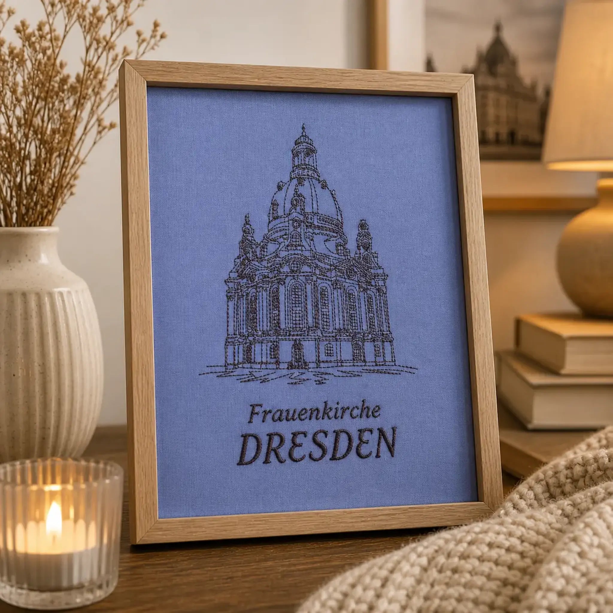 Stickdatei Frauenkirche Dresden 🏛️ – Scribble-Motiv mit Schriftzug