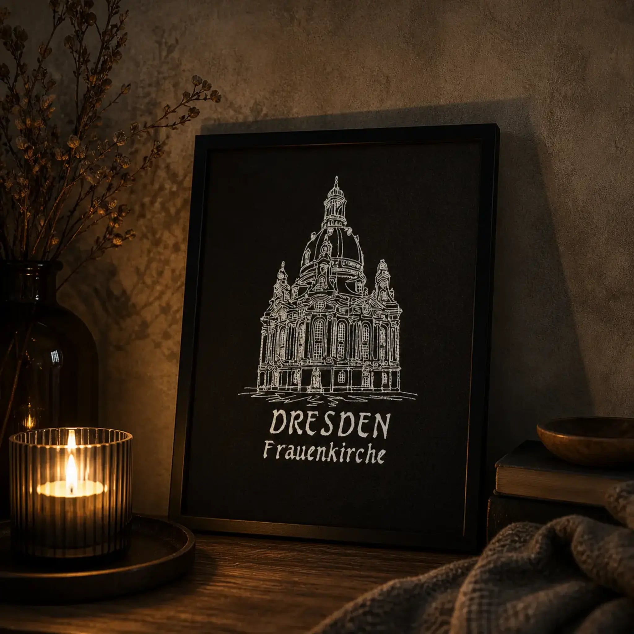 Stickdatei Frauenkirche Dresden 🏛️ – Scribble-Motiv mit Schriftzug