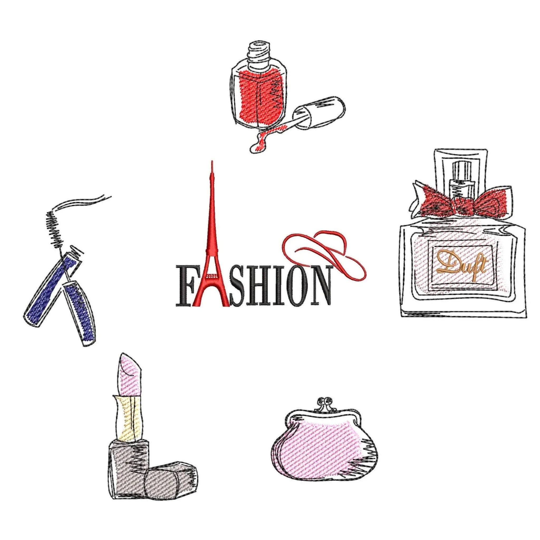 Stickdatei Mode-Motive - Scribble-Technik für schnelles Sticken