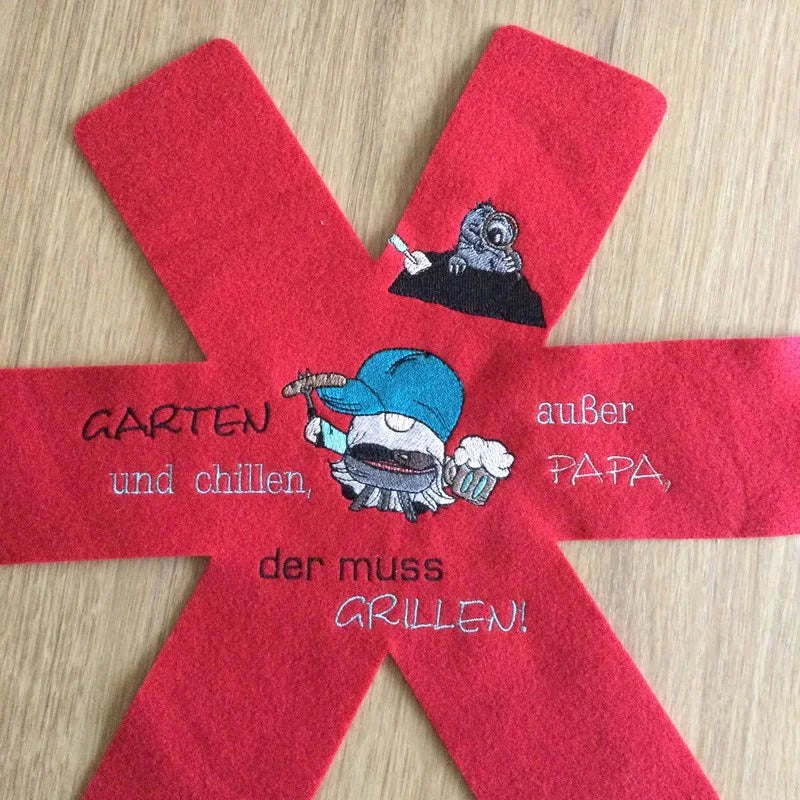 Stickdatei Garten- und Grillwichtel mit Sprüchen von stiXXie by lajana