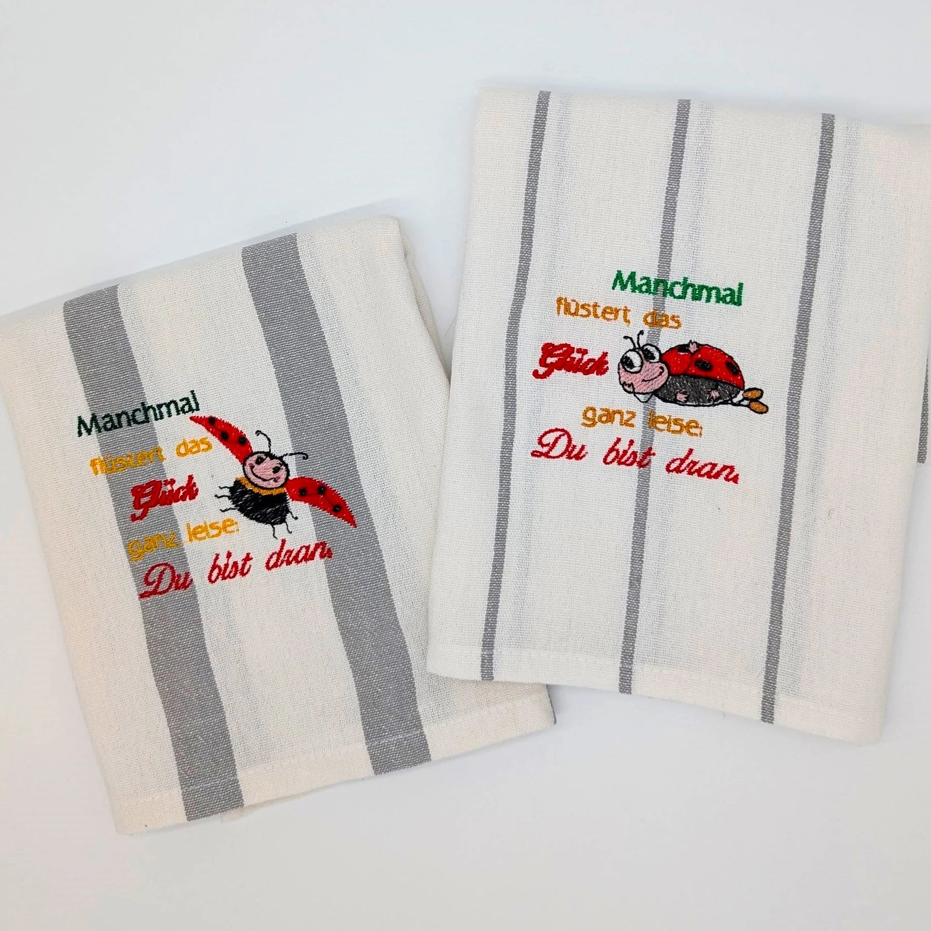 Stickdatei Spruch Glück mit Käfer