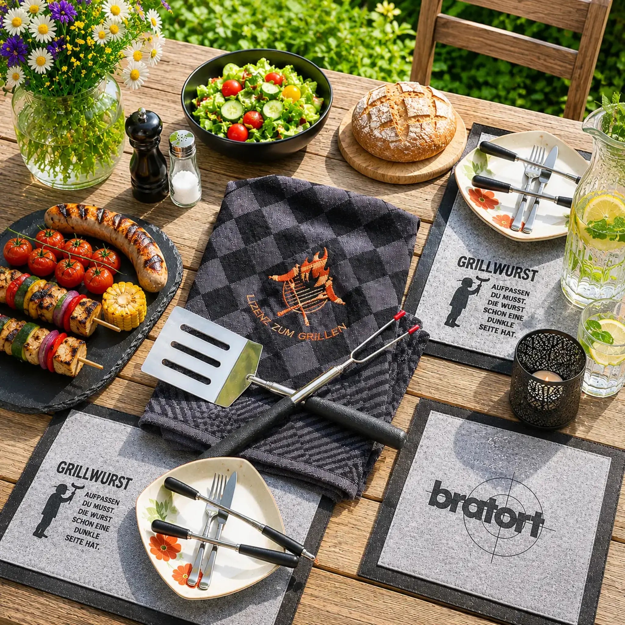 Stickdatei Grillen Vatertag – 3-teiliges Set 10x10 & 13x18 | BBQ Stickmotive