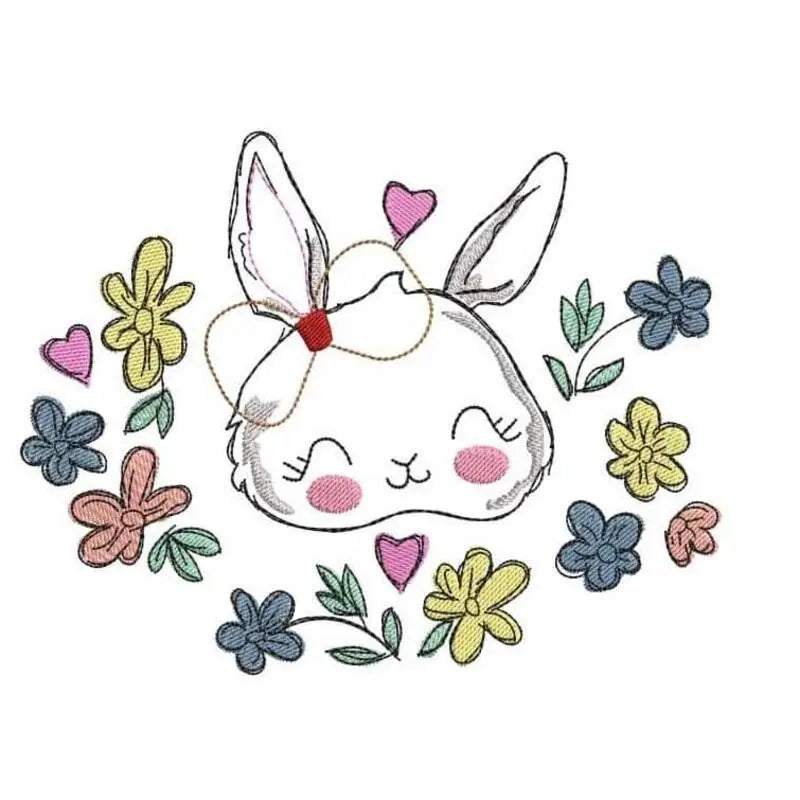 Stickdatei Hase mit Blumen Applikation von stiXXie by lajana