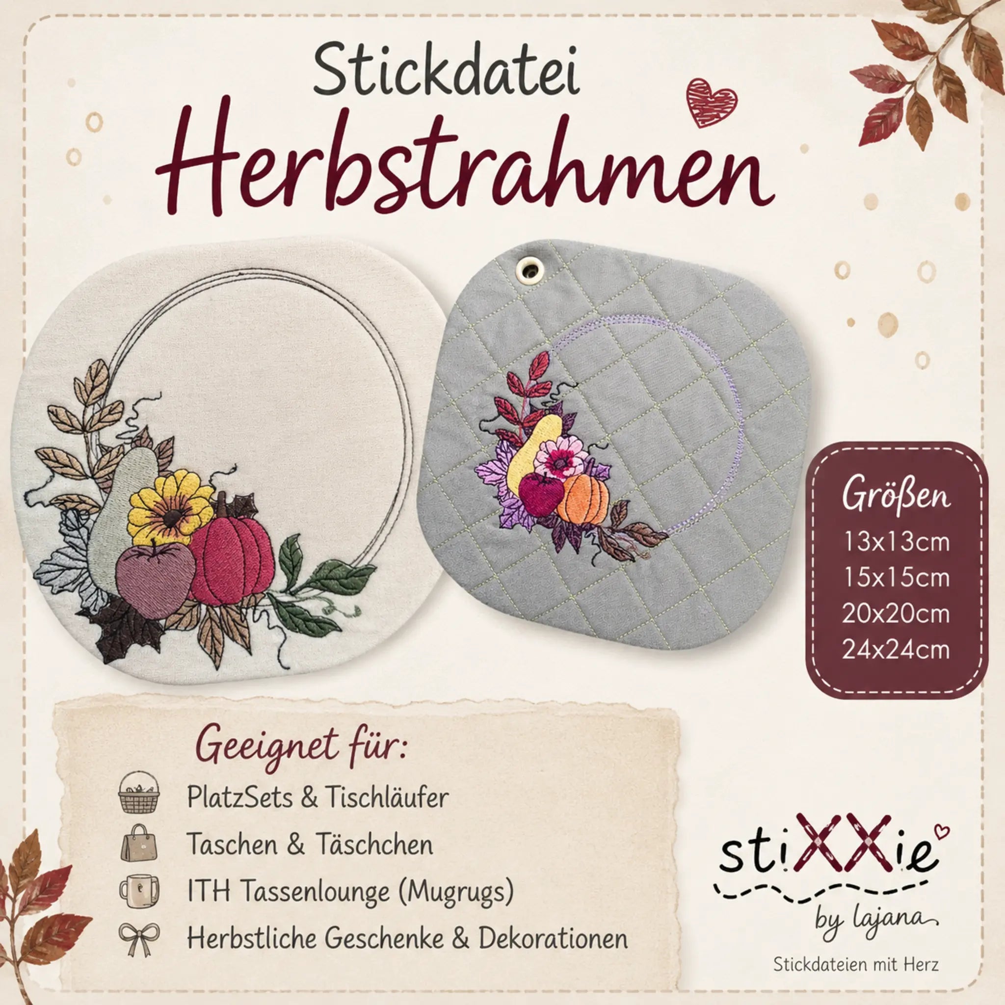 Stickdatei Herbstrahmen