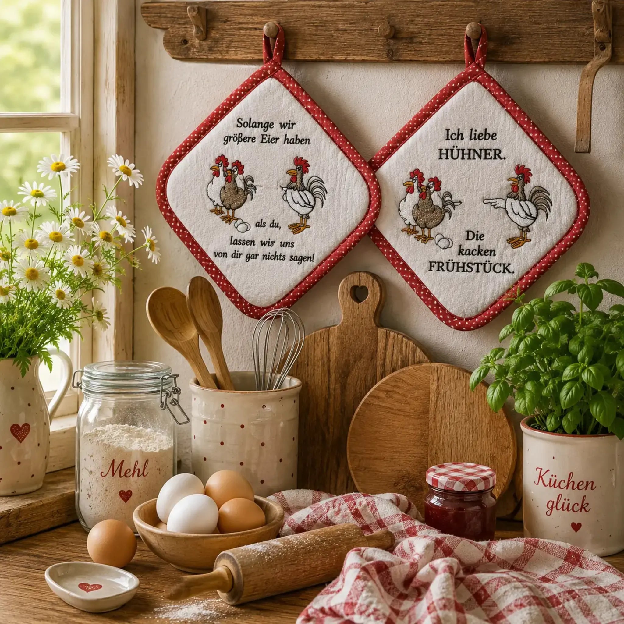 Stickdatei Hühnerbande - Lustige Hühner mit Sprüchen
