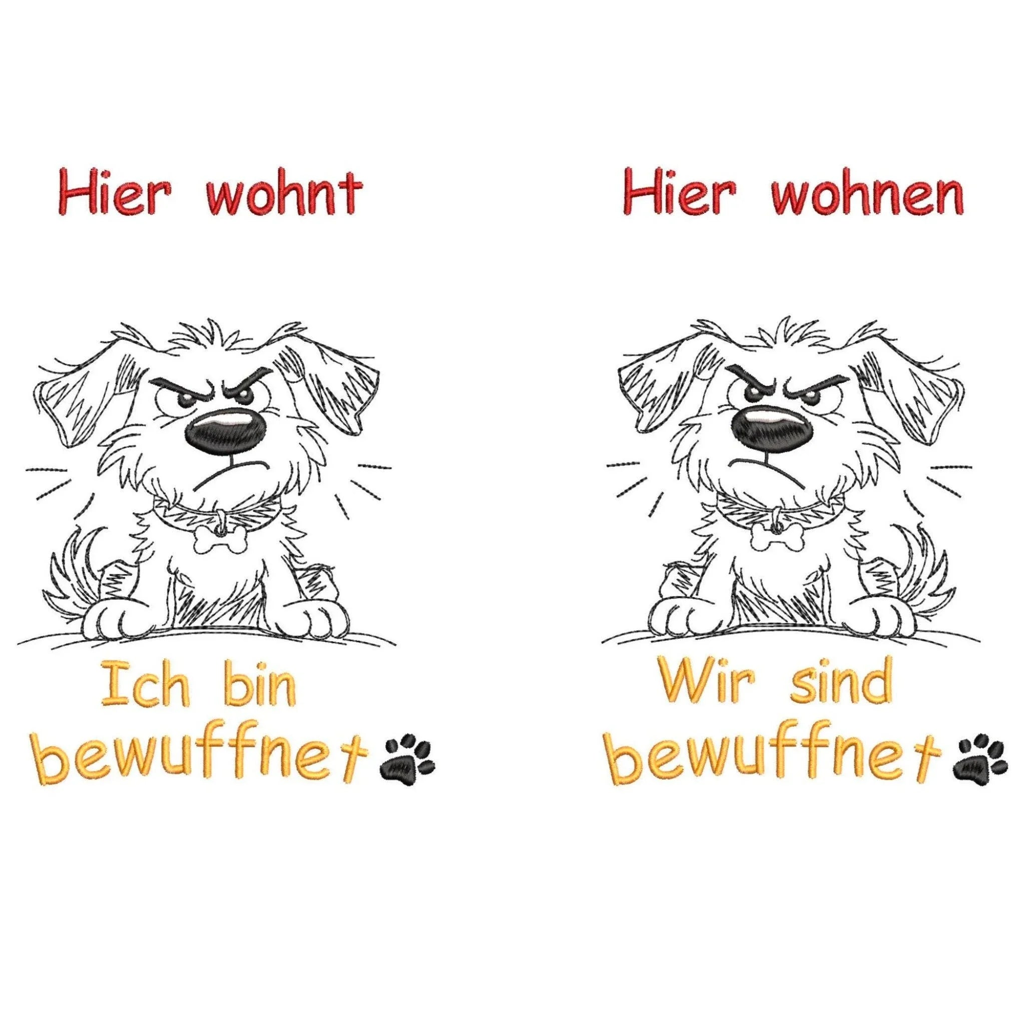 Stickdatei Hund bewuffnet