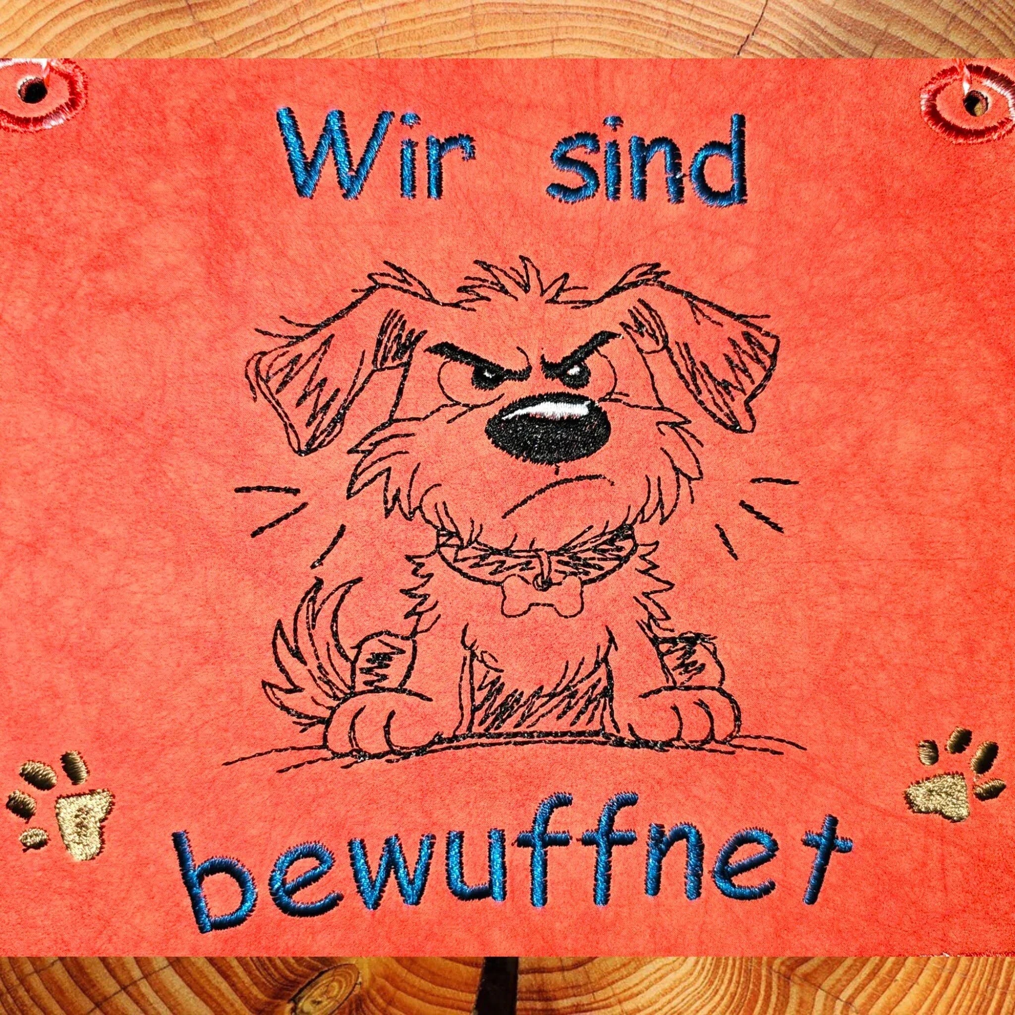 Stickdatei Hund bewuffnet
