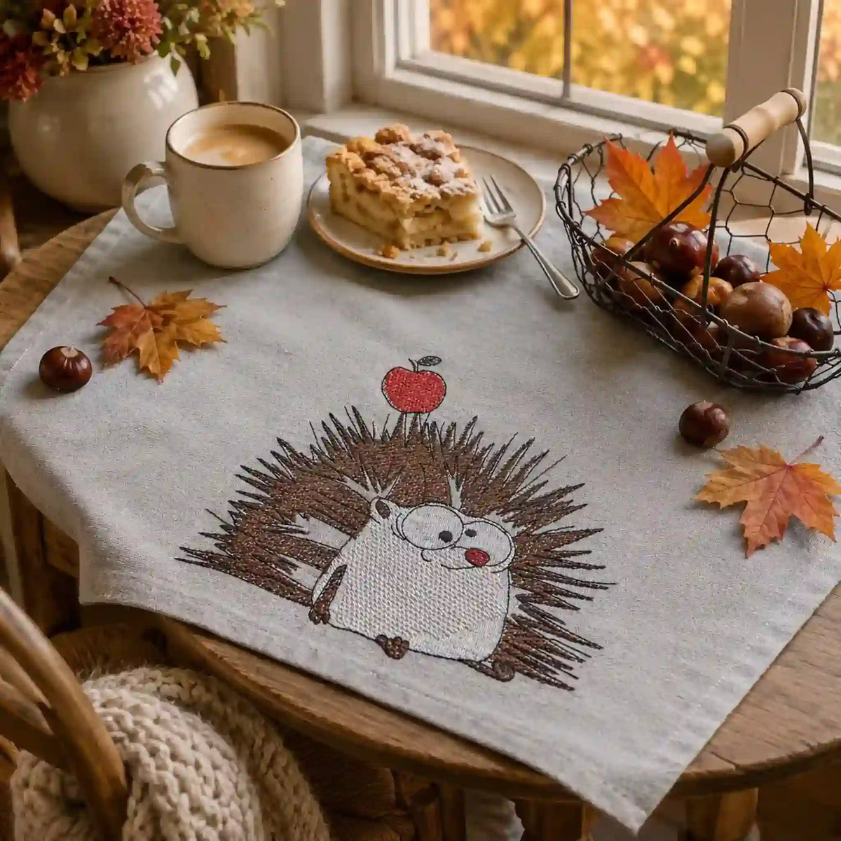Stickdatei Igel und Herbstmotive