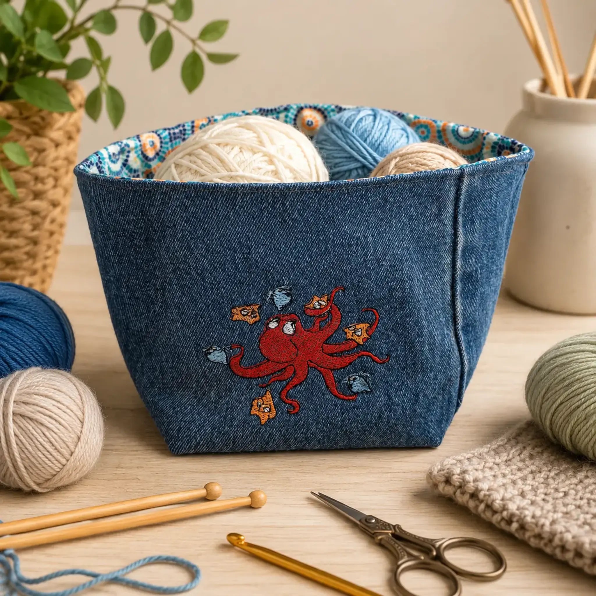 Stickdatei Krake mit Sprüchen 🐙 – Multitasking-Genie auf Stoff