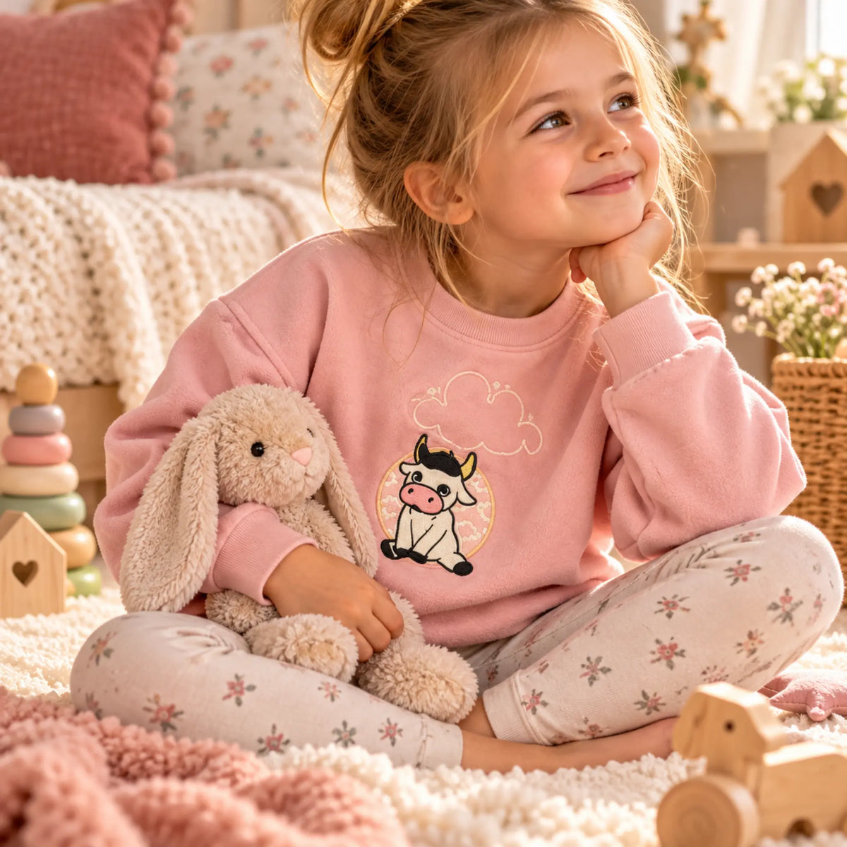 Stickdatei Kuh Elsa – Süße Kuh Vollstick & Doodle-Applikationen