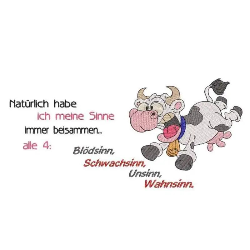 Stickdatei Kuh mit Spruch von stiXXie by lajana