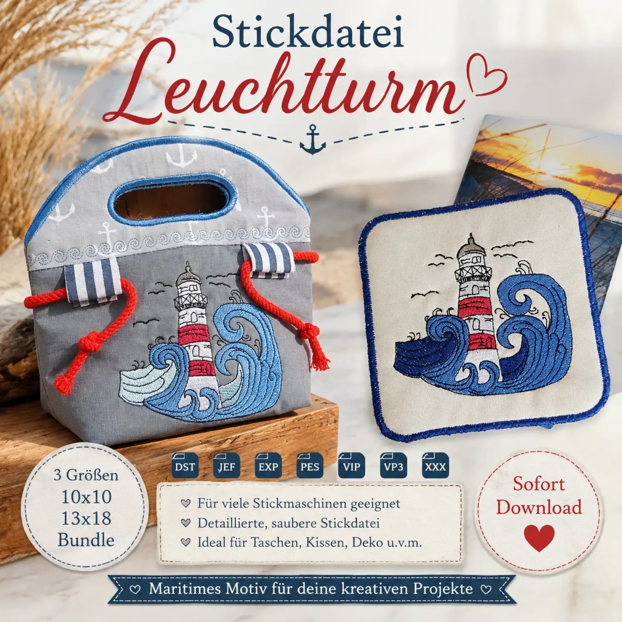 Stickdatei Leuchtturm