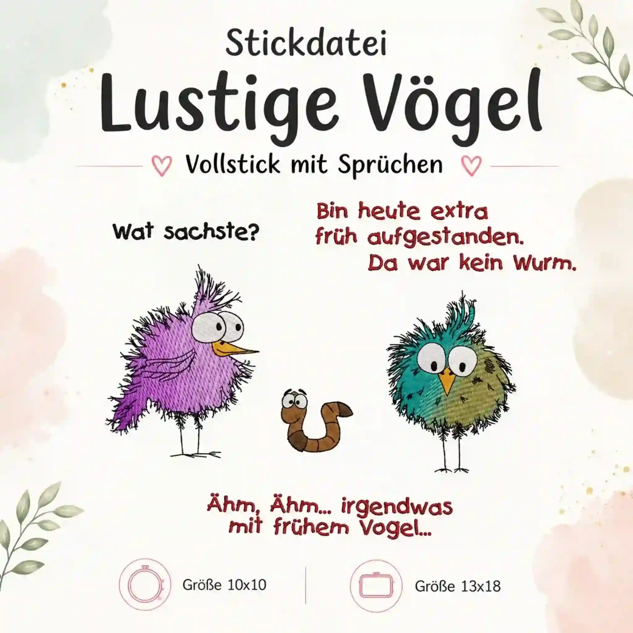 Stickdatei Lustige Vögel – Vollstick
