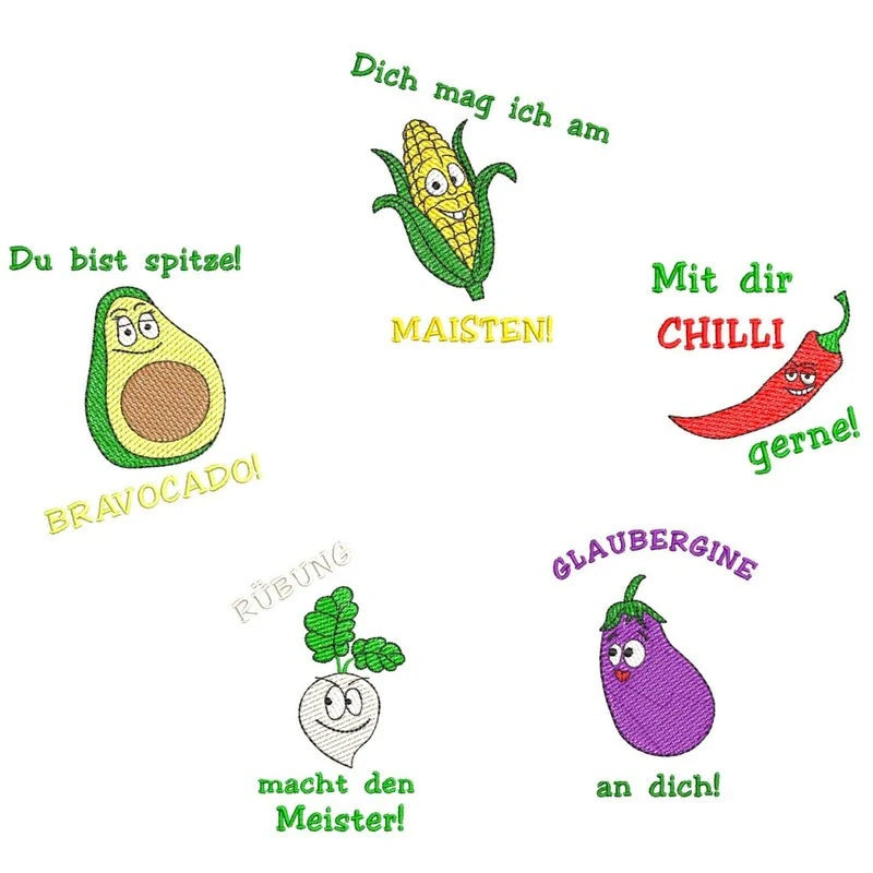 Stickdatei Motivations-Gemüse
