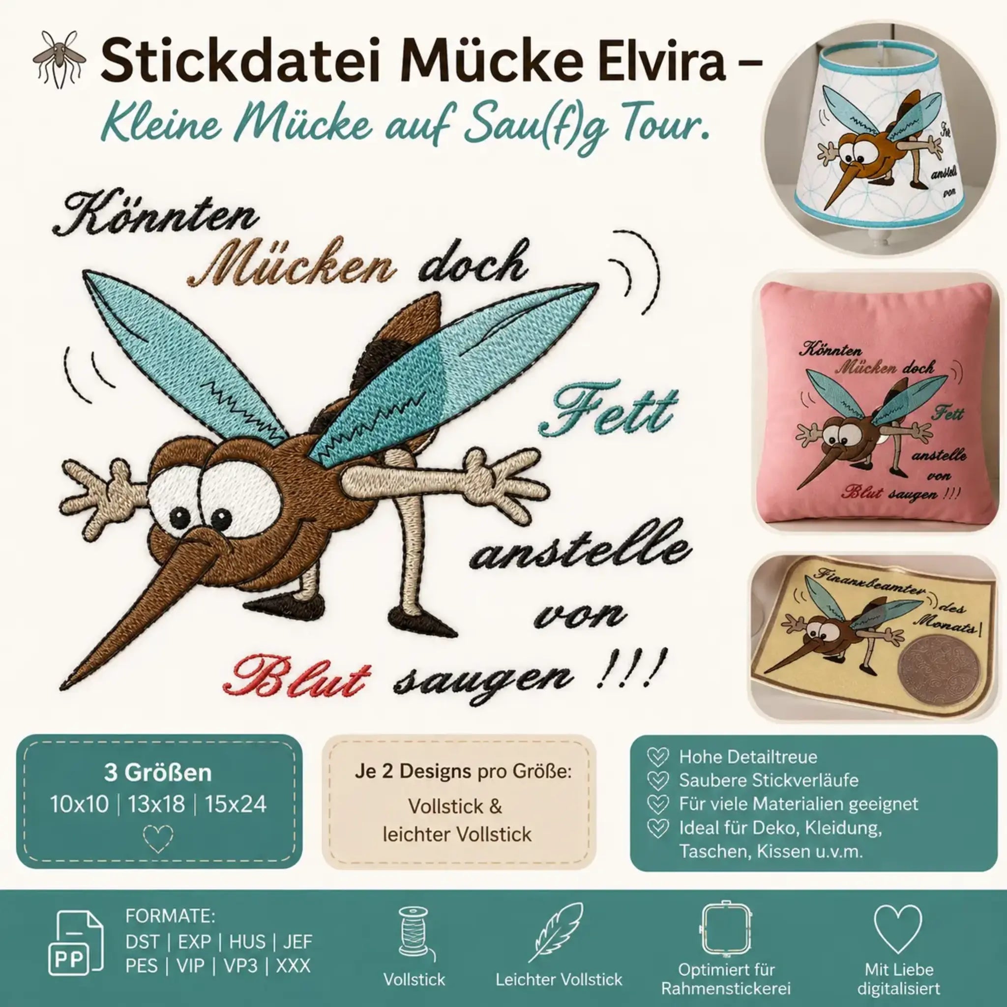 Stickdatei Mücke Elvira