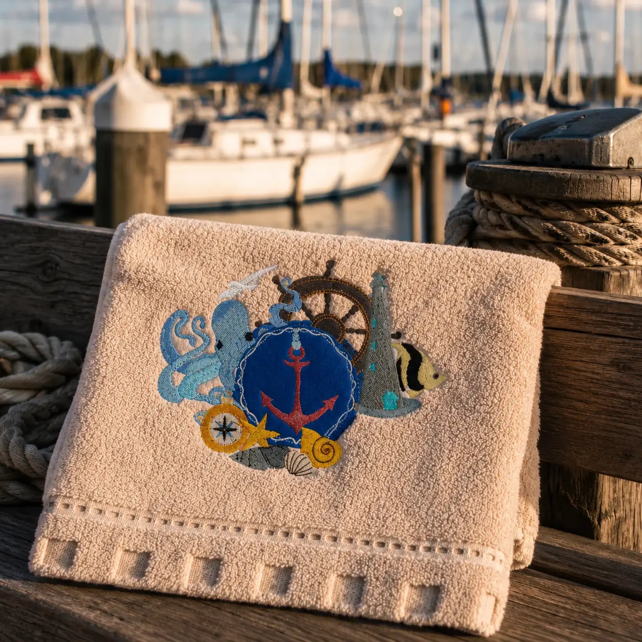 Stickdatei Maritim Nautical – Vintage-Style mit Teilapplikation | stiXXie
