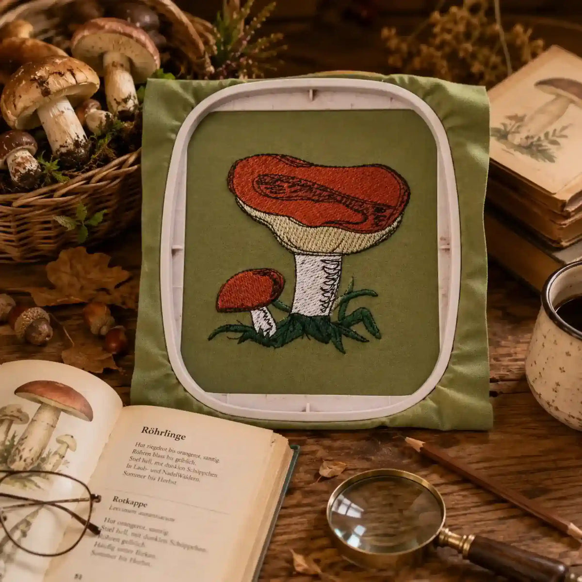 Stickdatei Pilze – Color & Scribble 10x10 cm