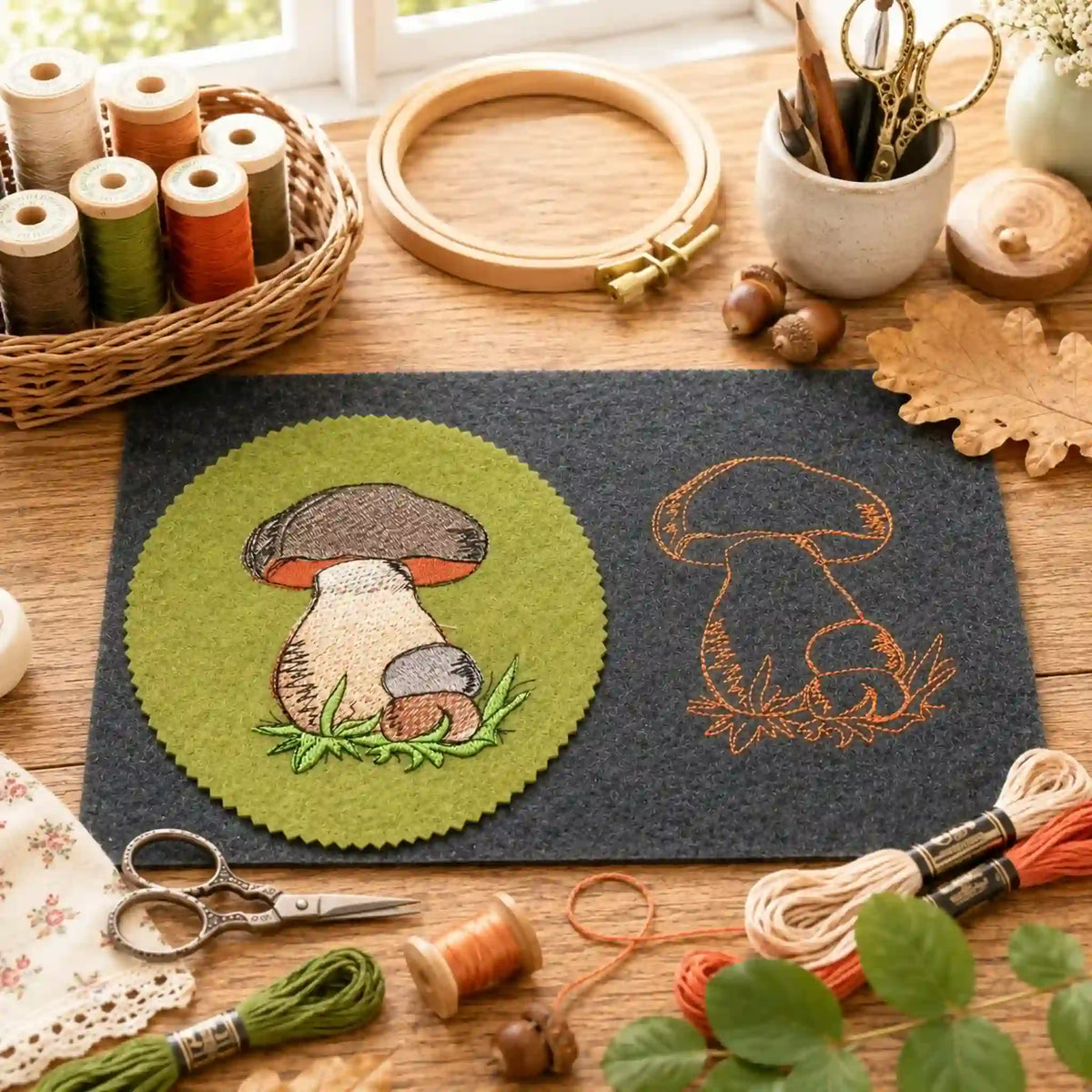 Stickdatei Pilze – Color & Scribble 10x10 cm