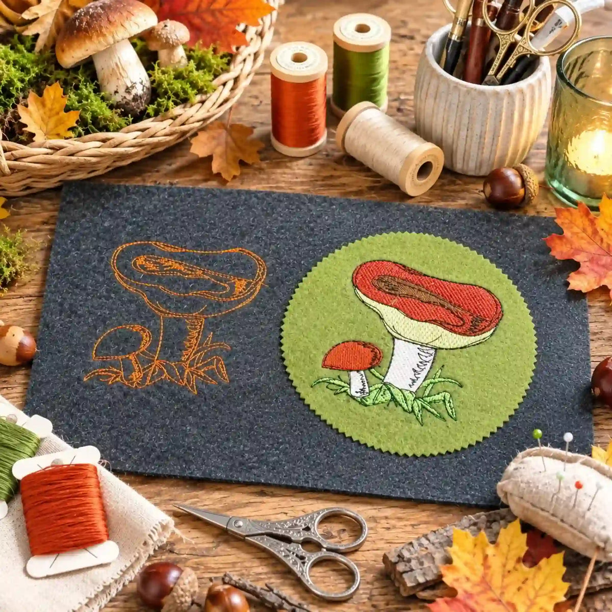 Stickdatei Pilze – Color & Scribble 10x10 cm