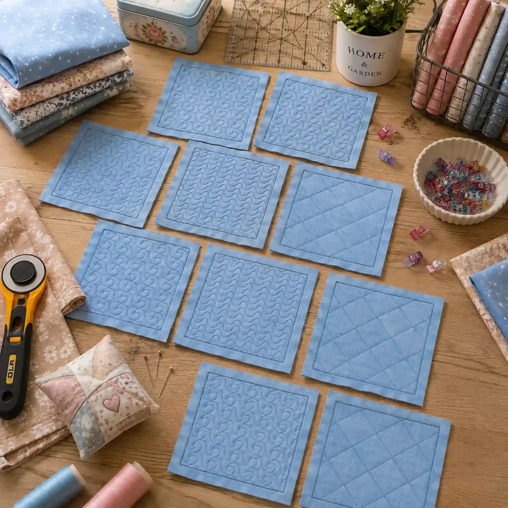 Stickdatei Quilts - 7 Motive plus 1 Blanko