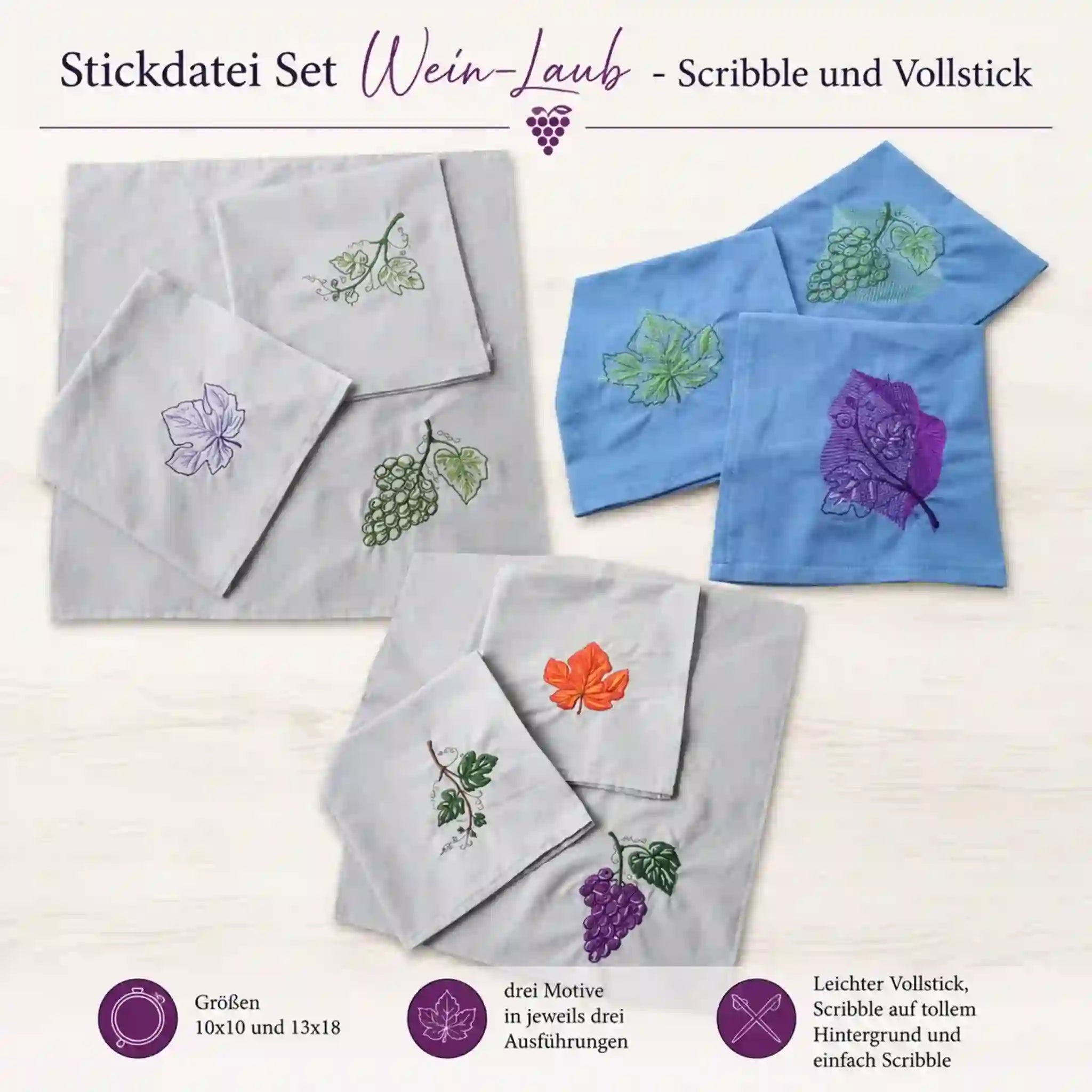 Stickdatei Serie Set WeinLaub