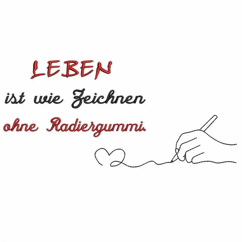 Stickdatei Spruch Leben ist... mit Grafik von stiXXie by lajana